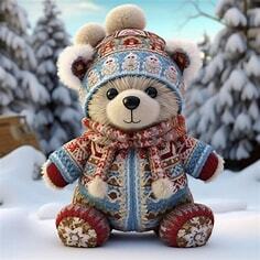 Teddy bear in winter clothes